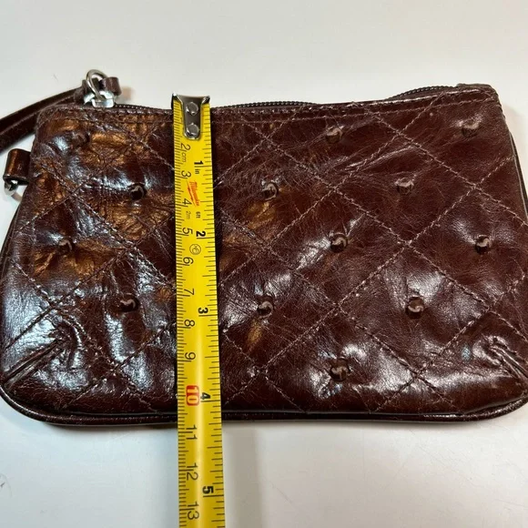 Latico brown leather zipper pouch wallet cardholder coin purse makeup bag - Picture 4 of 8